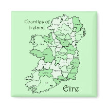 Counties of Ireland Map Refrigerator Magnets
