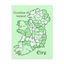 Counties of Ireland Map Post Card