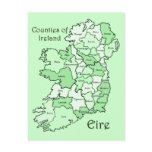 Counties of Ireland Map postcards