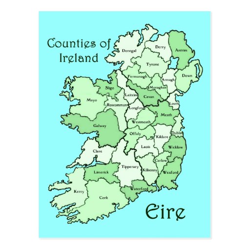 Counties of Ireland Map Postcard Zazzle
