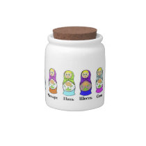 Counting Russian Nesting Dolls  (matroshka) Candy Dishes candyjar