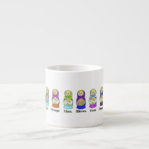 Counting Russian Nesting Dolls  (matroshka) Espresso Mugs specialtymug