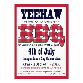 Country 4th of July Picnic BBQ Personalized Invitation