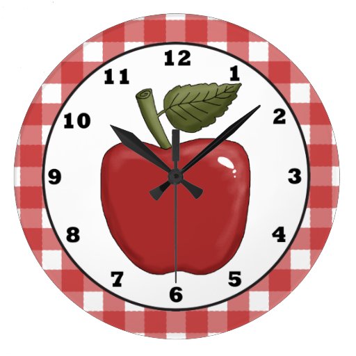 Country Apple Cartoon Kitchen Wall Clock Wallclock Zazzle