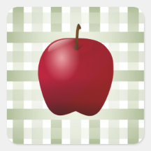 Country Apple with Green Plaid Square Sticker