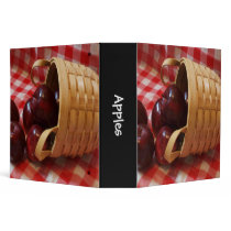 Country Apples on a Checkered Tablecloth 3 Ring Binders