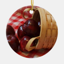 Country Apples on a Checkered Tablecloth Christmas Ornaments