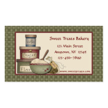 Country Baking, Green Checks Border, Business Card