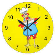 Country Baking Rooster Round Wall Clock