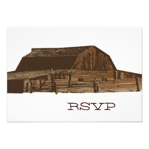 Country Barn Rural Rustic Wedding RSVP Cards