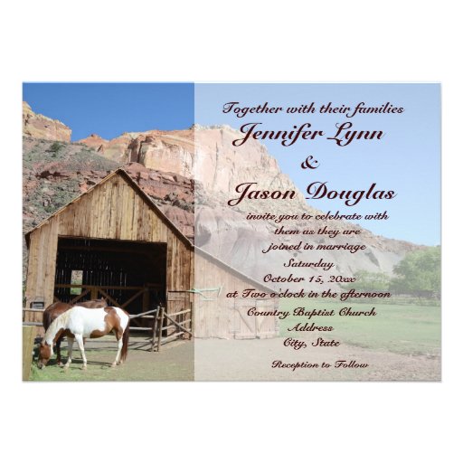 Country Barn Stable Horses Wedding Invitations