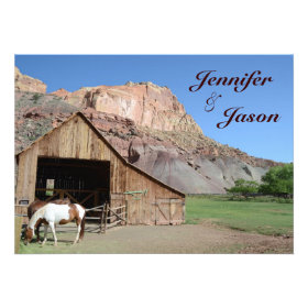 Country Barn Stable Horses Wedding Invitations