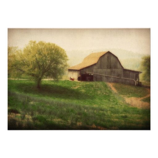 Country Barn Vintage Wedding Invitation