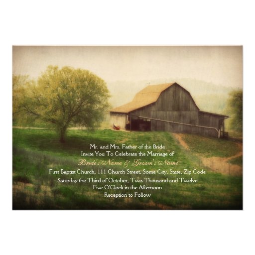 Country Barn Vintage Wedding Invitation