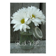 Country / Barn Wedding RSVP - Daisies Mason Jar Invitation