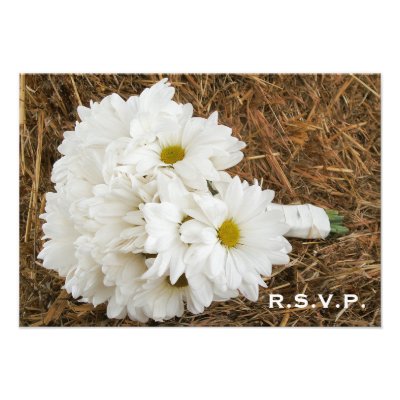 Country / Barn Wedding RSVP - Daisy Bouquet & Hay Invites