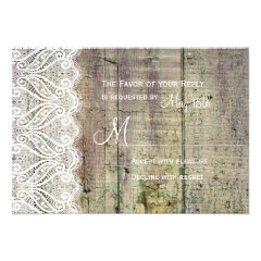 Country Barn Wood and Lace Wedding RSVP Cards