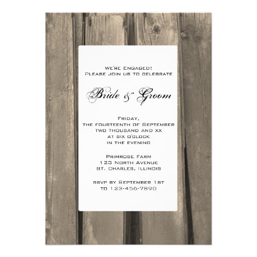 Country Barn Wood Engagement Party Invitation