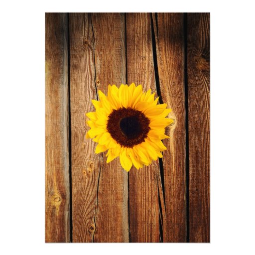 Country Barn Wood Lace Sunflower Wedding Invites