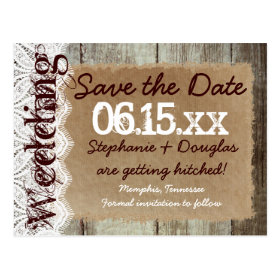 Country Barn Wood Rustic Save the Date Postcards