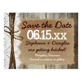 Country Barn Wood Rustic Save the Date Postcards