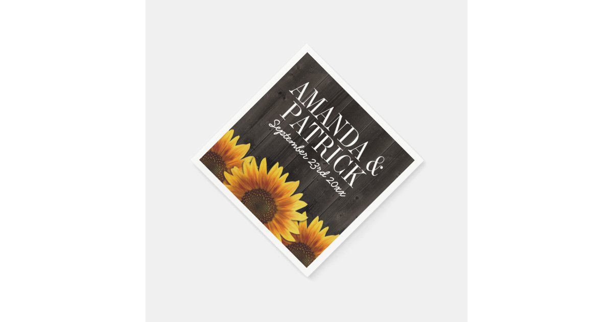 Country Barn Wood + Rustic Sunflower Wedding Paper Napkin Zazzle