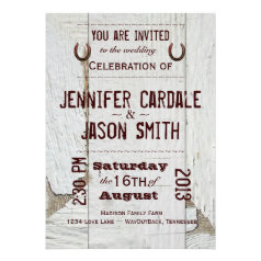 Country Barn Wood Typography Wedding Invitations