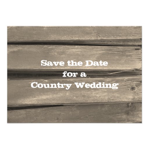 Country Barn Wood Wedding Save the Date Personalized Invitations