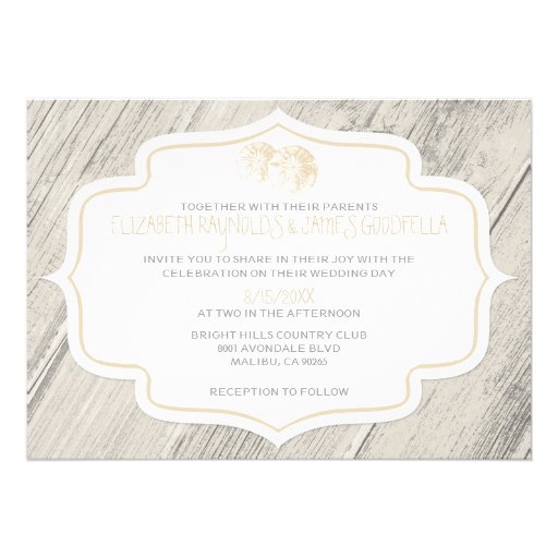 Country Beach Sand Dollar Wedding Invitations