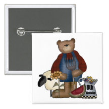 Country Bear Buttons and Country Bear Pins