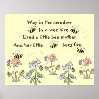 Country Bees and Flowers Nursery Rhyme Poster