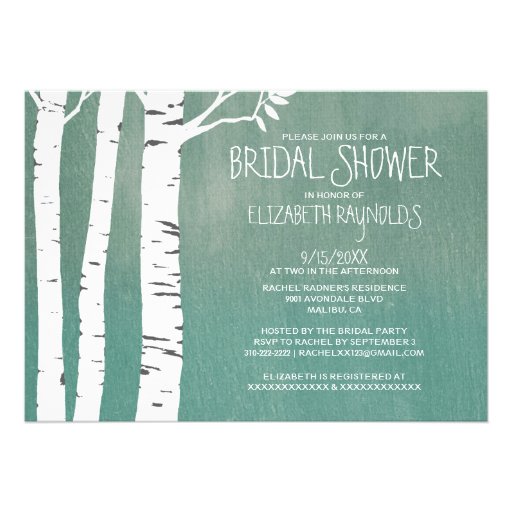 Country Birch Tree Bridal Shower Invitations