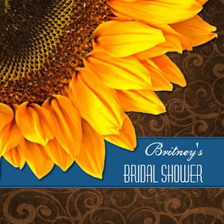 Country Blue Sunflower Bridal Shower Invitations invitation