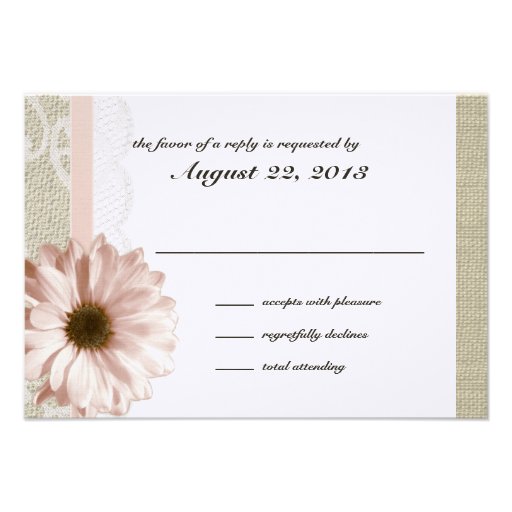 Country Blush Daisy and Lace Burlap Response Invite