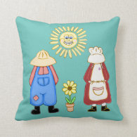 Country Boy and Girl Square Pillow