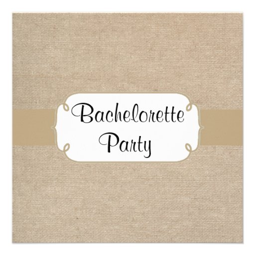 Country Brown Sand Burlap Bachelorette Party Invitation