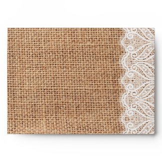 Country Burlap and Lace Print Envelopes