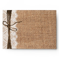 Country Burlap and Lace Twine Print Envelopes