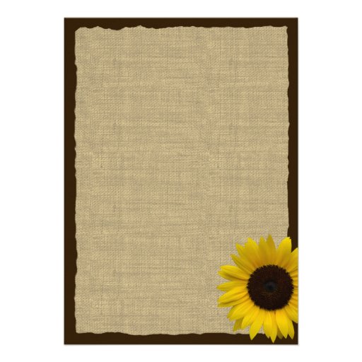Country Burlap and Sunflower Wedding Personalized Invites