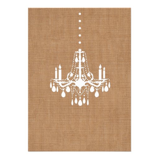 Country Burlap Chandelier Wedding Invitation