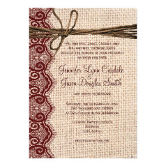 burlap and lace wedding invitations rustic country wedding invitations