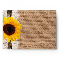 Country Burlap Sunflower Lace Twine Print Envelope