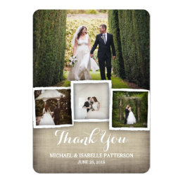 Country Burlap Wedding Photo Thank You Card Personalized Announcements