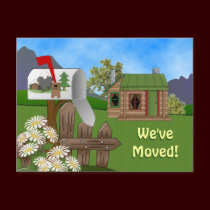 Country Cabin Moving announcement Notice postcards