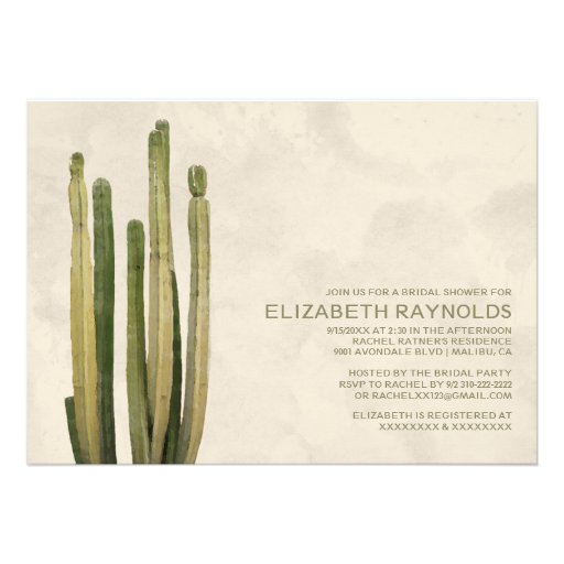 Country Cactus Bridal Shower Invitations