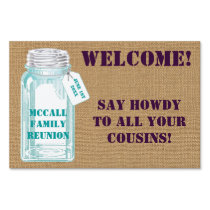 Country Canning Jar With Burlap Background yard signs