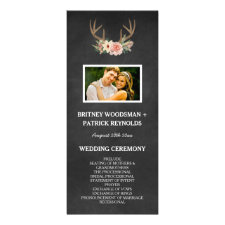 Country Chalkboard Deer Antler Wedding Programs Customized Rack Card