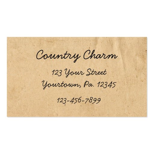 Country Charm Business Card (back side)