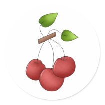 Country Cherries · Cherries Round Stickers