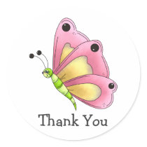 Country Cherries · Pink Butterfly Round Sticker